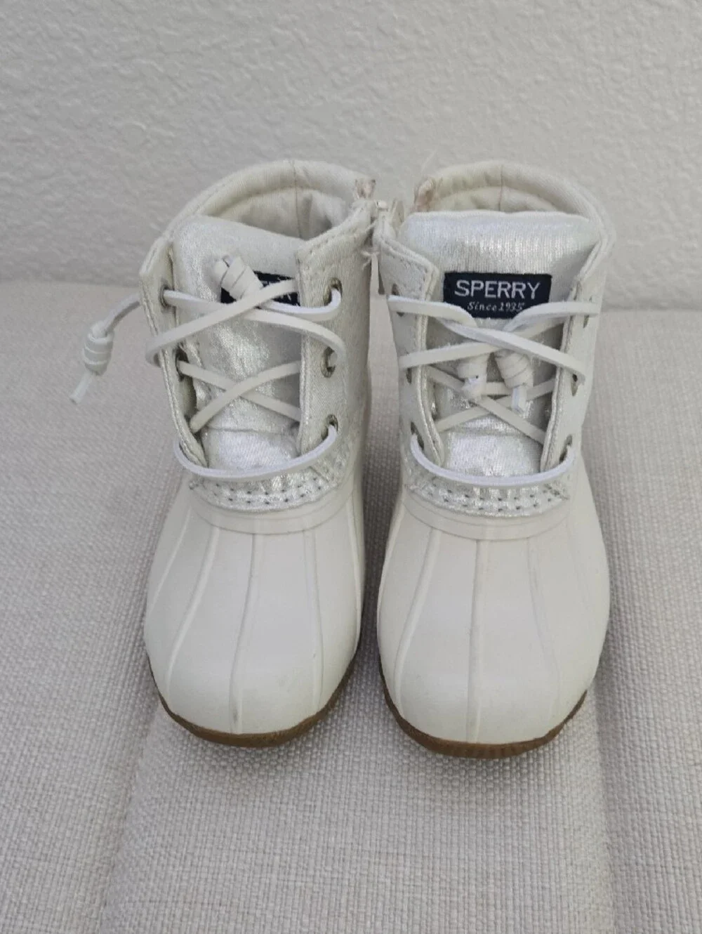 Sperry Kids Cream White Waterproof Duck Boots